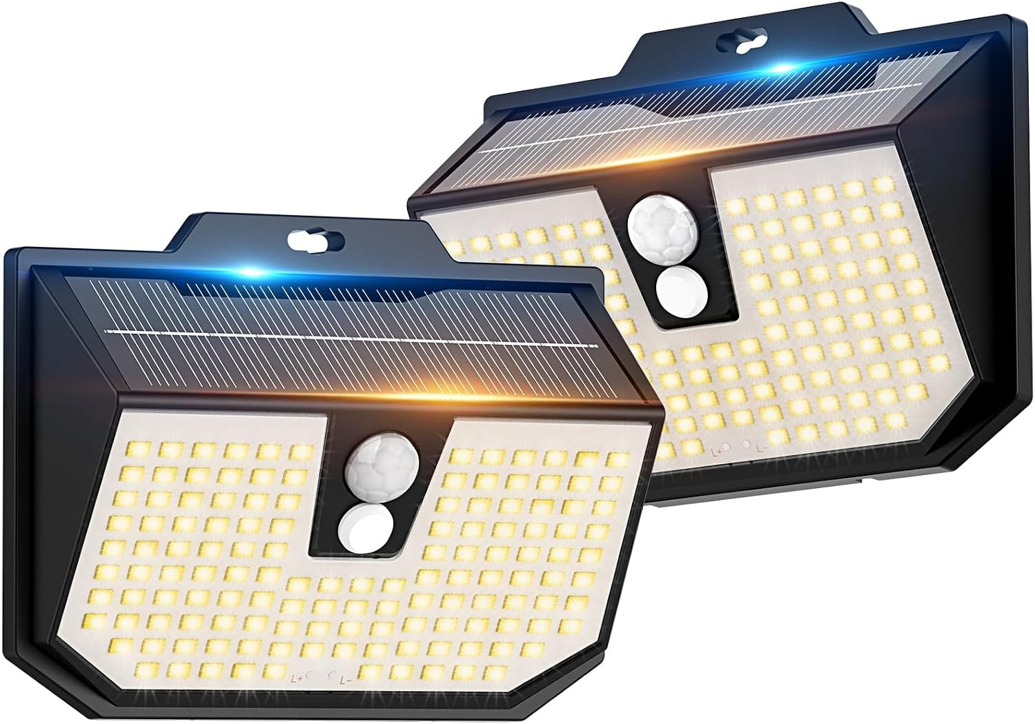 Zonnelamp voor buiten, 3 modi, zonnelamp voor buiten, bewegingsmelder, buitenverlichting, led, zonne-energie, IP65, waterdicht, voor muur, tuin, garage, carport, patio en [3 stuks], koud wit, 6000 K