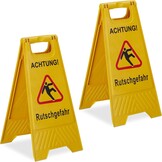 Relaxdays waarschuwingsbord, set van 2, inklapbaar, geel