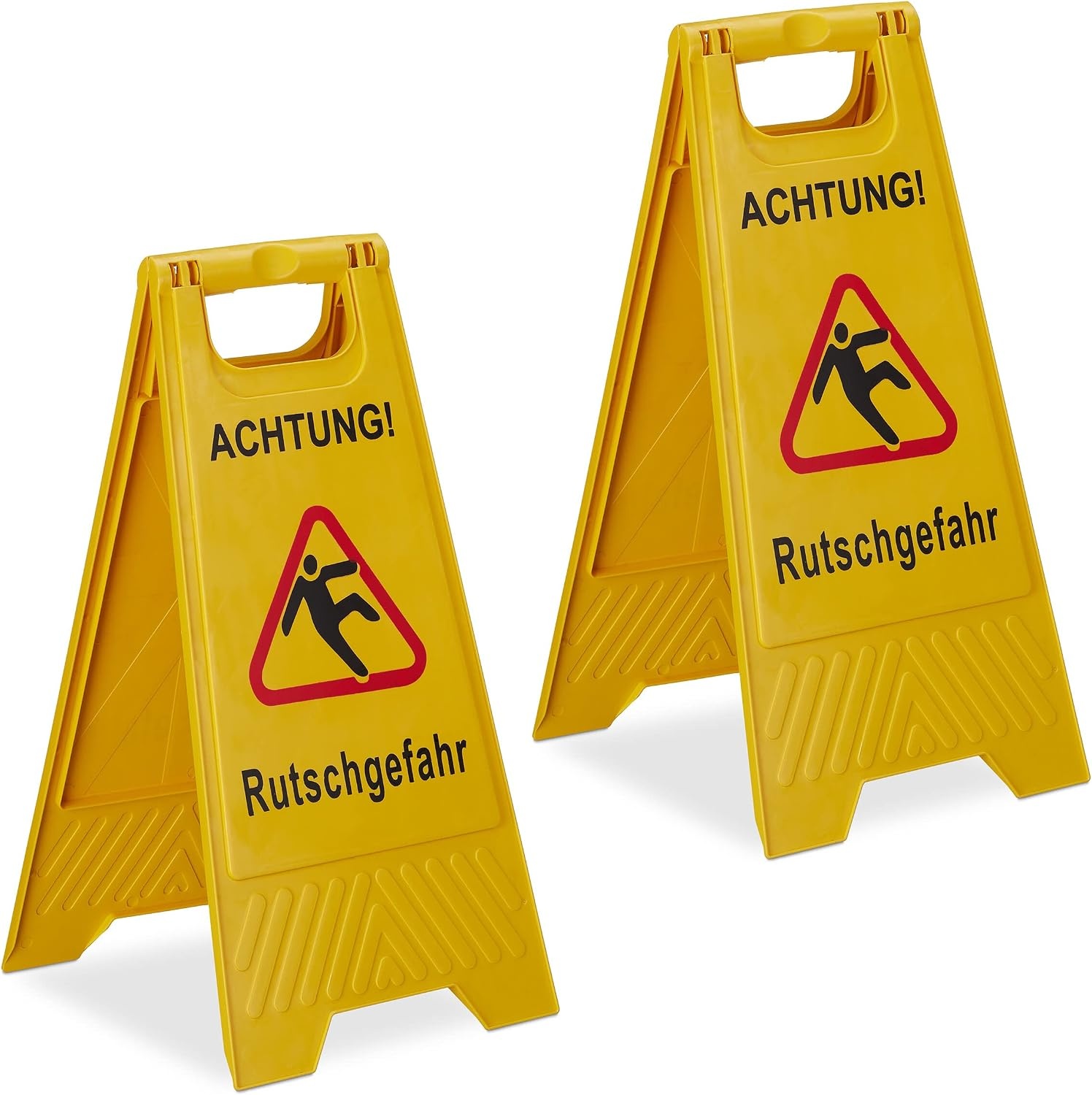 Relaxdays waarschuwingsbord, set van 2, inklapbaar, geel
