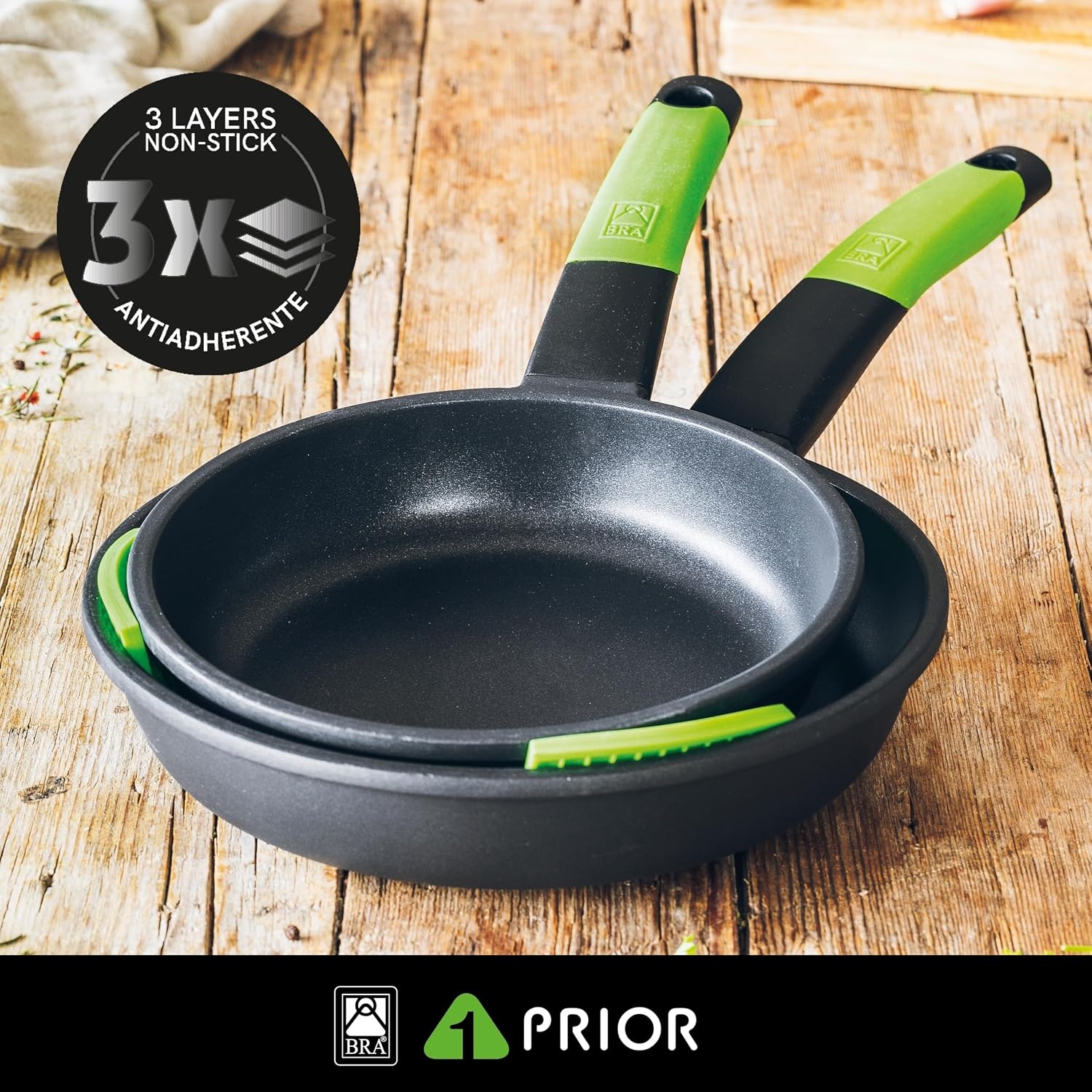 BRA Prior Pan, 20 cm, van gegoten aluminium, met antiaanbaklaag, Teflon Classic, geschikt voor alle soorten keukens, inclusief inductie, PFOA-vrij - Maat 20 cm
