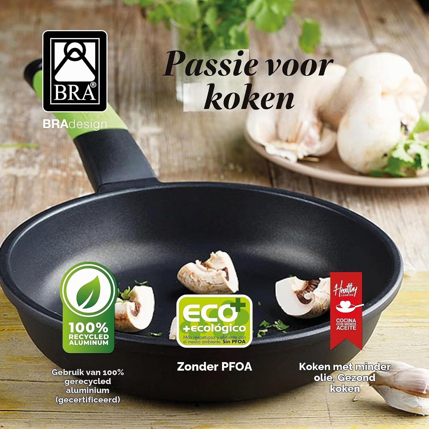 BRA Prior Pan, 20 cm, van gegoten aluminium, met antiaanbaklaag, Teflon Classic, geschikt voor alle soorten keukens, inclusief inductie, PFOA-vrij - Maat 20 cm