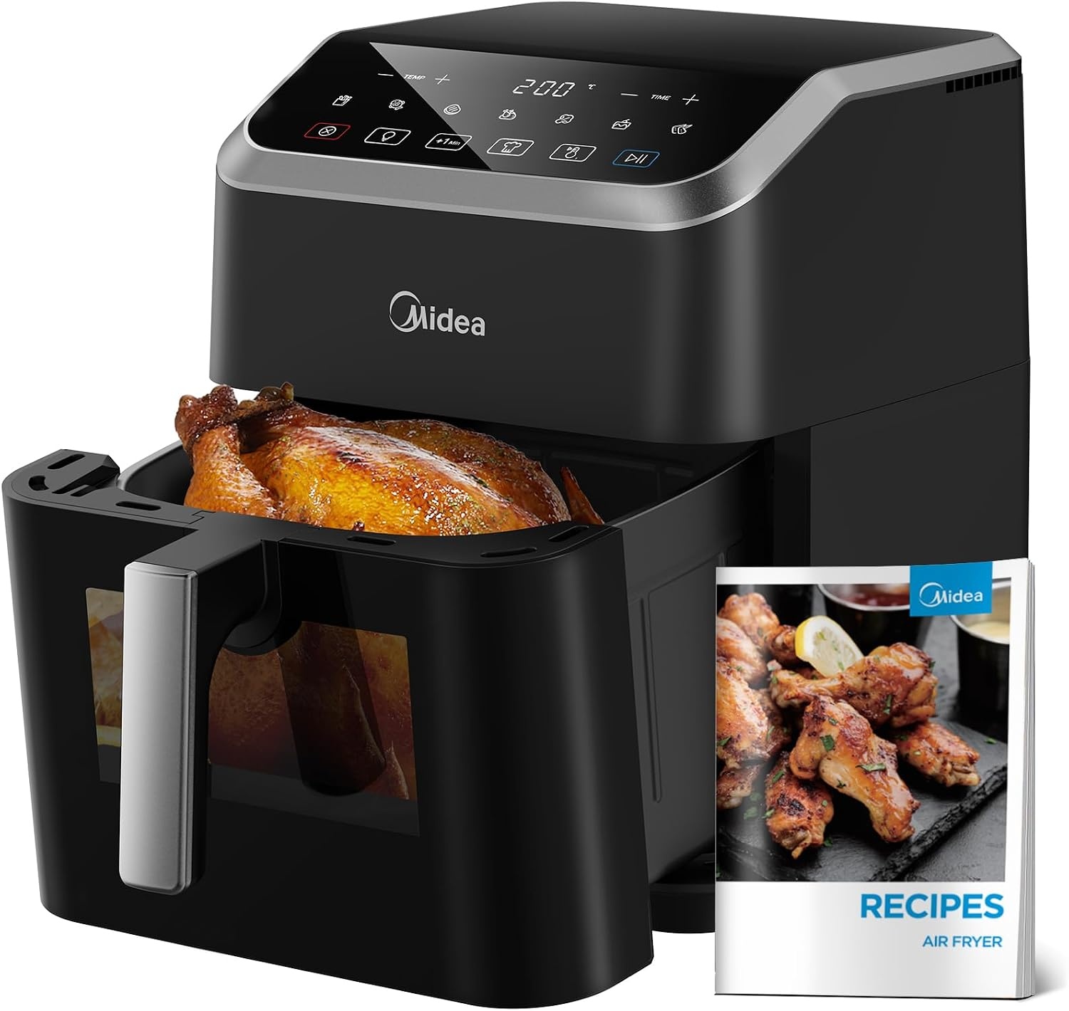 Midea Heteluchtfriteuse, 8 in 1, frituren, braden, bakken, opwarmen, dehydreren - Maat 8.5 L