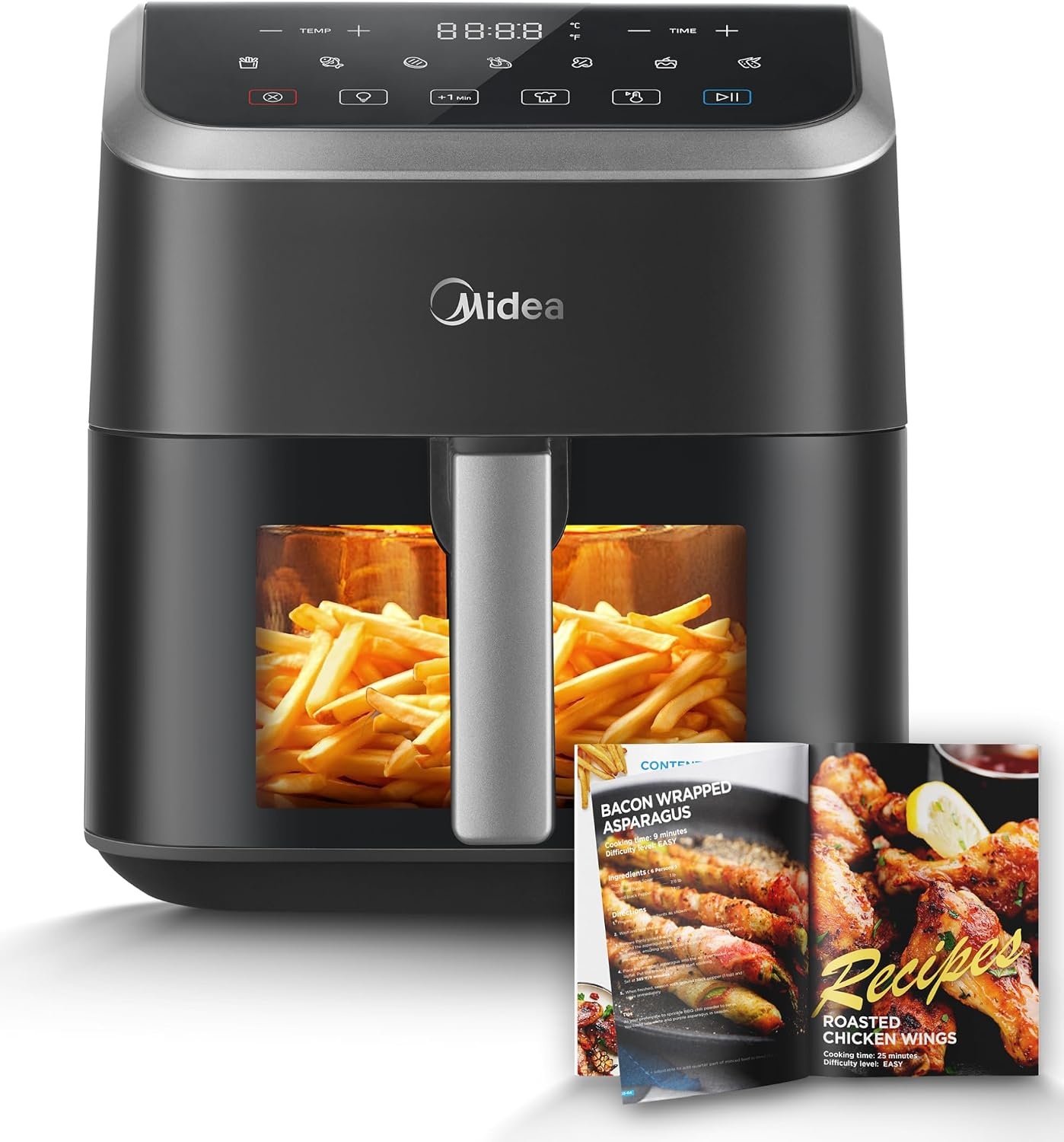 Midea Heteluchtfriteuse, 8 in 1, frituren, braden, bakken, opwarmen, dehydreren - Maat 8.5 L
