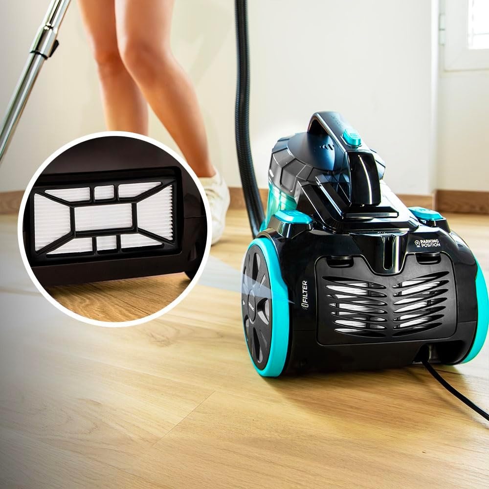 Cecotec Conga Rockstar Cyclonic XL Zakloze sledestofzuiger, 890 W, grote reservoir, 2,5 l, zeer efficiënt filter, verstelbare metalen telescopische slang en accessoires voor meubels en hoeken
