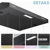 COMFEE' Afzuigkap 60 cm - Onderbouw afzuigkap - 3 snelheden - Zwart