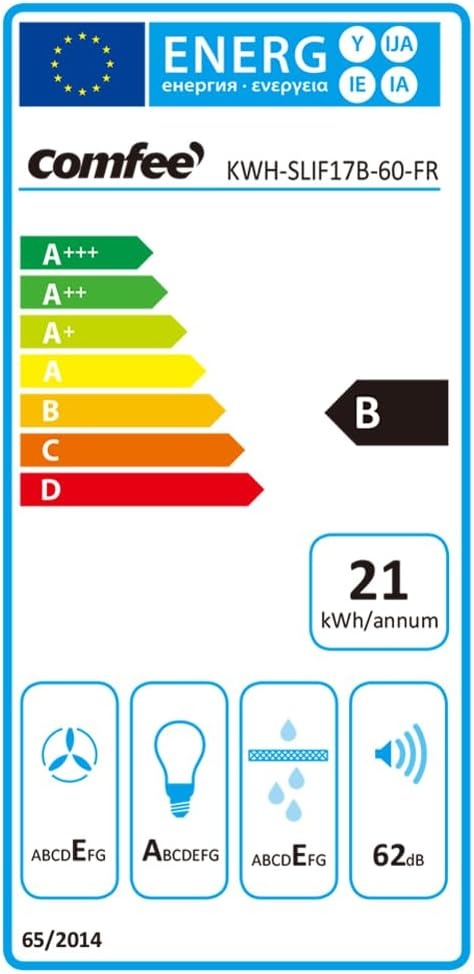 COMFEE' Afzuigkap 60 cm - Onderbouw afzuigkap - 3 snelheden - Zwart