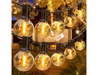 GLUROO LED Buiten Lichtslingers, 45 Meters Lichtketting Gloeilamp Buiten met 75+2 Plastic lampen,Waterdicht Lichtketting Tuin Verlichting Voor Kerst Bruiloft,feest,Warm Wit - Maat 45m