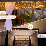 GLUROO LED Buiten Lichtslingers, 45 Meters Lichtketting Gloeilamp Buiten met 75+2 Plastic lampen,Waterdicht Lichtketting Tuin Verlichting Voor Kerst Bruiloft,feest,Warm Wit - Maat 45m