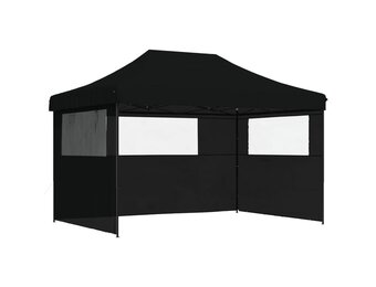 vidaXL Partytent inklapbaar pop-up met 3 zijwanden zwart
