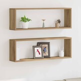 vidaXL Wandschappen 2 st Ambachtelijk eiken 80 x 15 x 26 cm