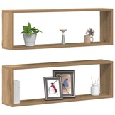 vidaXL Wandschappen 2 st Ambachtelijk eiken 80 x 15 x 26 cm
