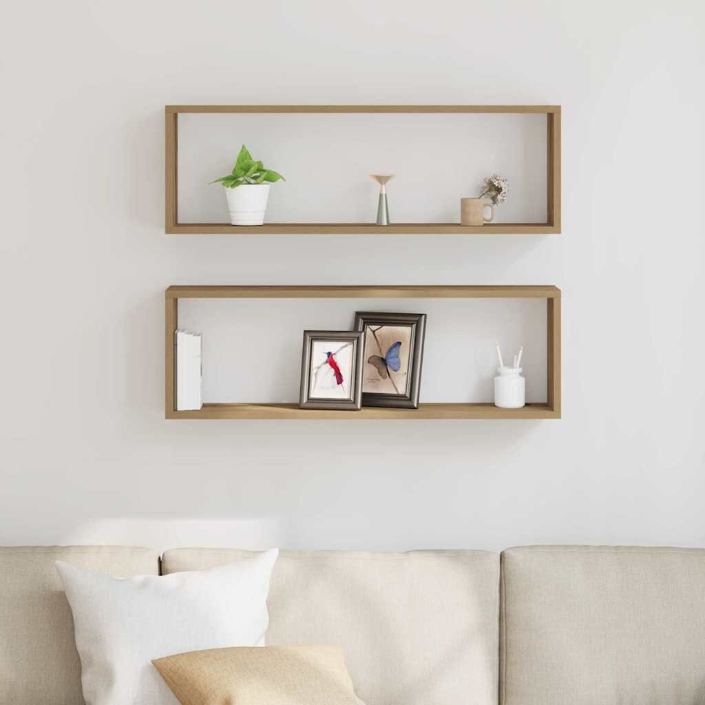 vidaXL Wandschappen 2 st Ambachtelijk eiken 80 x 15 x 26 cm