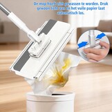 Microvezelmop met drukklemsysteem, automatische klemdoek met 12 herbruikbare microvezeldoeken, demonteerbare mop voor praktische reiniging, clip voor doeken zonder handwas