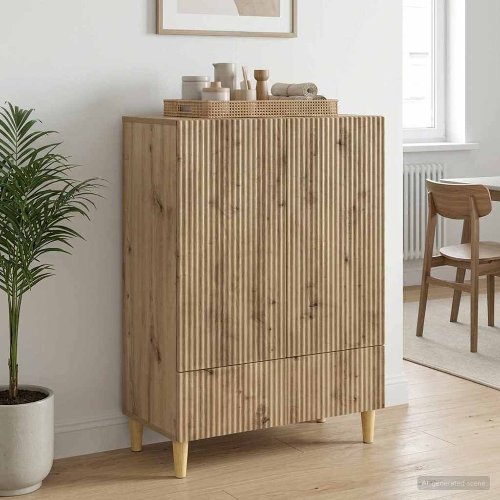 vidaXL Dressoir Artisanaal eiken 66 x 34,5 x 95 cm Bewerkt hout