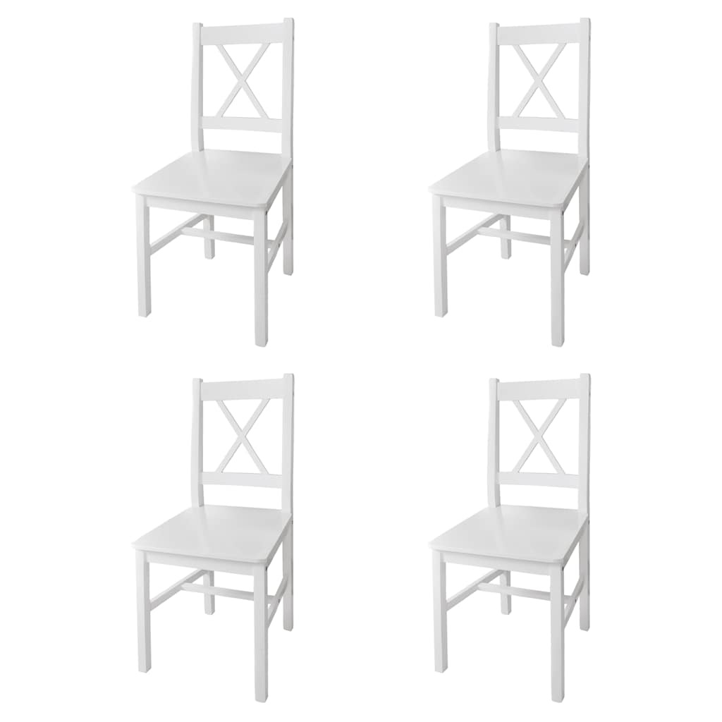 vidaXL Eetkamerstoelen 4 st grenenhout wit