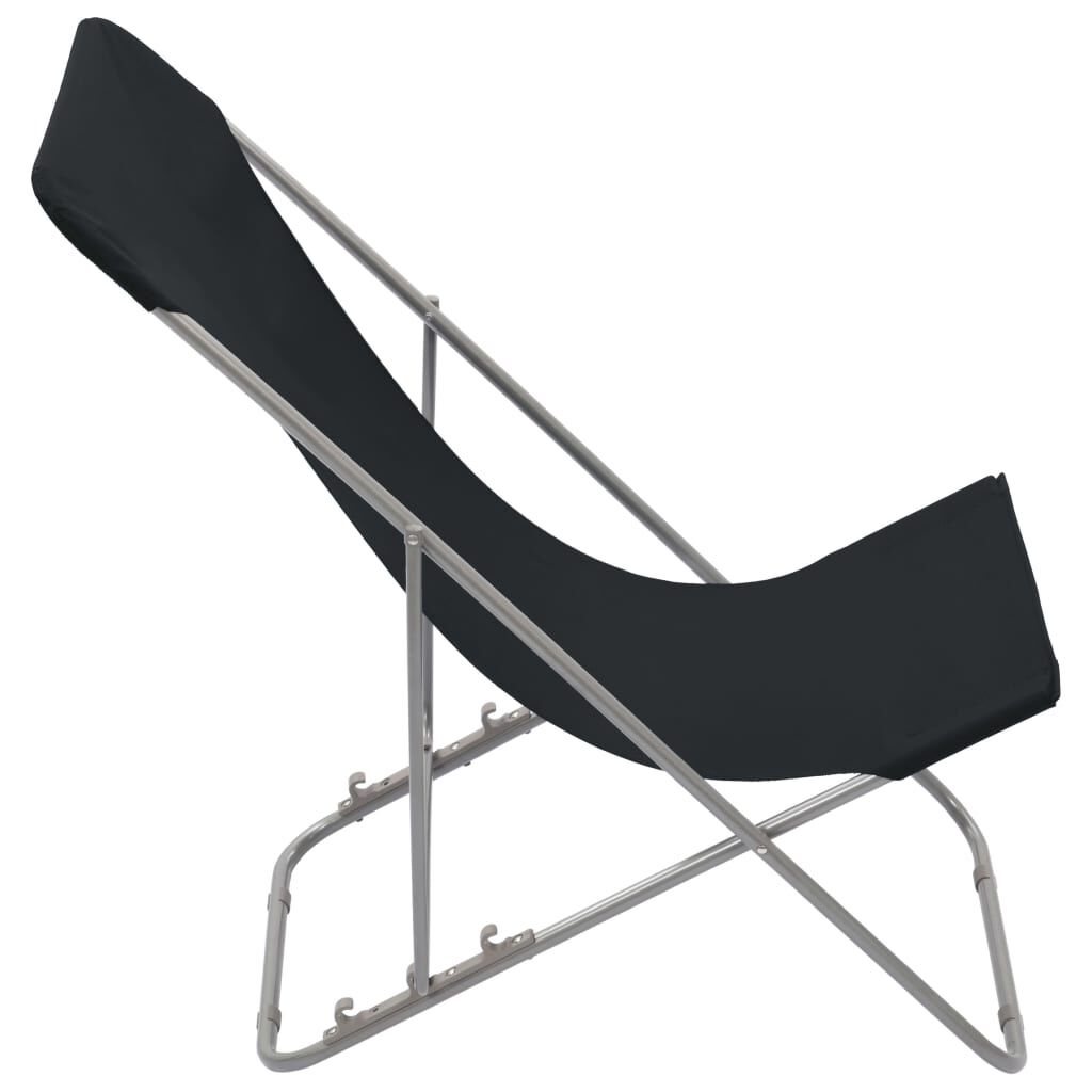 vidaXL Opklapbare stoelen, 2 stuks, staal en Oxford-stof, zwart.