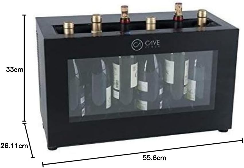 Compacte Wijnkoeler Bar Display voor 6 Rode Wijnen - 12-18°C - RVS Zwart met 55% Korting