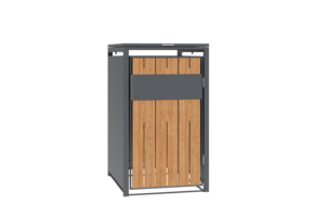 Container ombouw voor 1 container - staal - houtlook antraciet