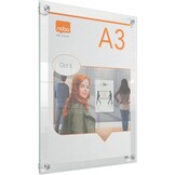 Nobo A3 Acryl Verplaatsbaar Posterframe Voor Aan De Muur, Frameloos, Staande en Liggende Positie, Met Zuignap Montage, Premium Plus, Transparant, 1915599