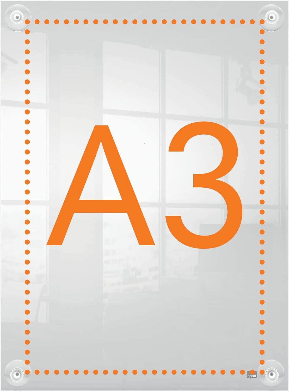 Nobo A3 Acryl Verplaatsbaar Posterframe Voor Aan De Muur, Frameloos, Staande en Liggende Positie, Met Zuignap Montage, Premium Plus, Transparant, 1915599