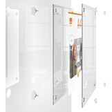 Nobo A3 Acryl Verplaatsbaar Posterframe Voor Aan De Muur, Frameloos, Staande en Liggende Positie, Met Zuignap Montage, Premium Plus, Transparant, 1915599