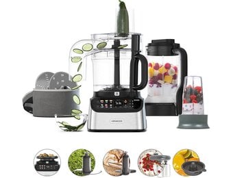 Kenwood MultiPro OneTouch FDM73.850SS Multifunctionele keukenmachine met 13 accessoires, geïntegreerde weegschaal, vaatwasmachinebestendig, 1000 W, zilver