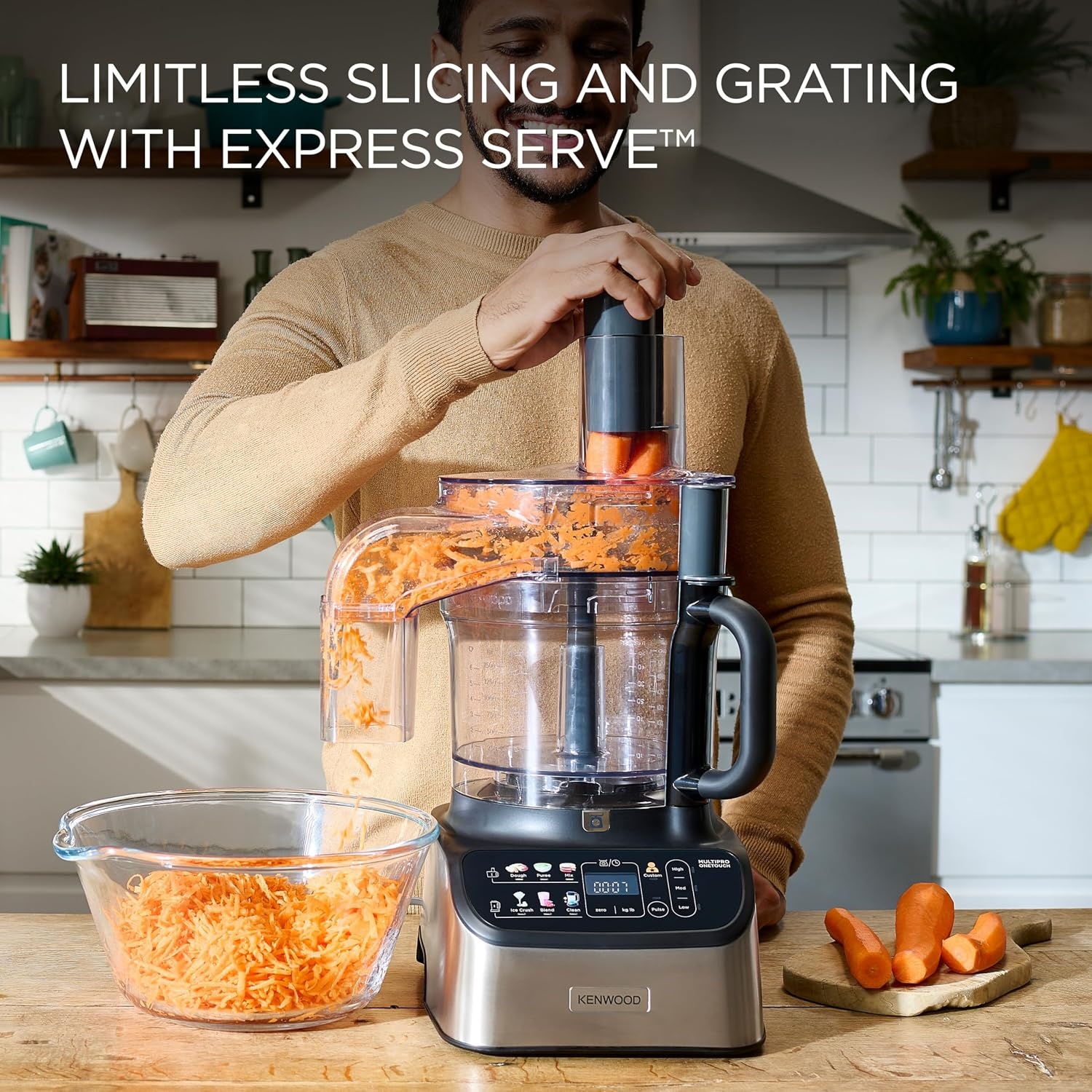 Kenwood MultiPro OneTouch FDM73.850SS Multifunctionele keukenmachine met 13 accessoires, geïntegreerde weegschaal, vaatwasmachinebestendig, 1000 W, zilver