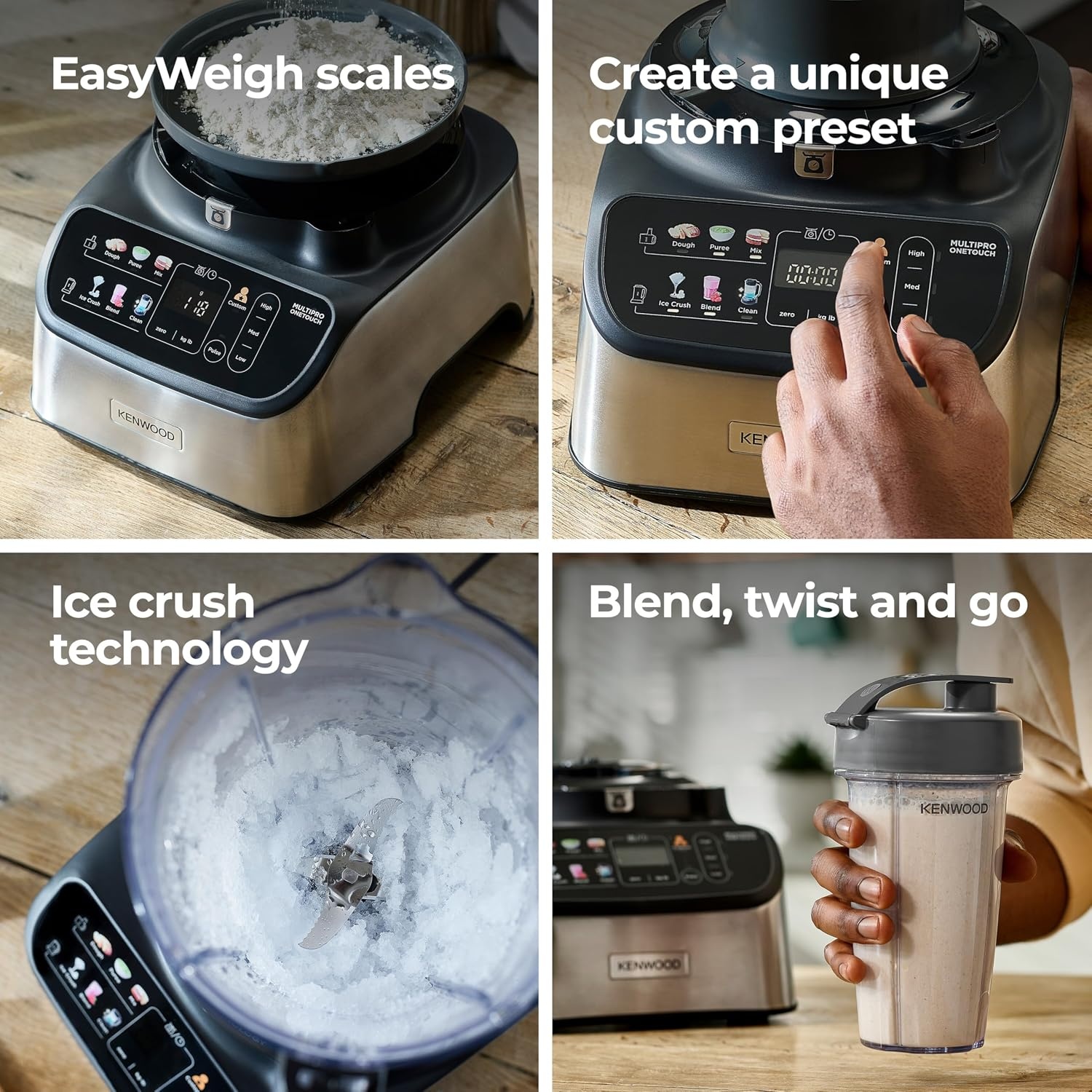 Kenwood MultiPro OneTouch FDM73.850SS Multifunctionele keukenmachine met 13 accessoires, geïntegreerde weegschaal, vaatwasmachinebestendig, 1000 W, zilver