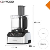 Kenwood MultiPro OneTouch FDM73.850SS Multifunctionele keukenmachine met 13 accessoires, geïntegreerde weegschaal, vaatwasmachinebestendig, 1000 W, zilver
