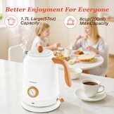 DmofwHi Retro Waterkoker 1.7 L met Temperatuurmeter - Wit