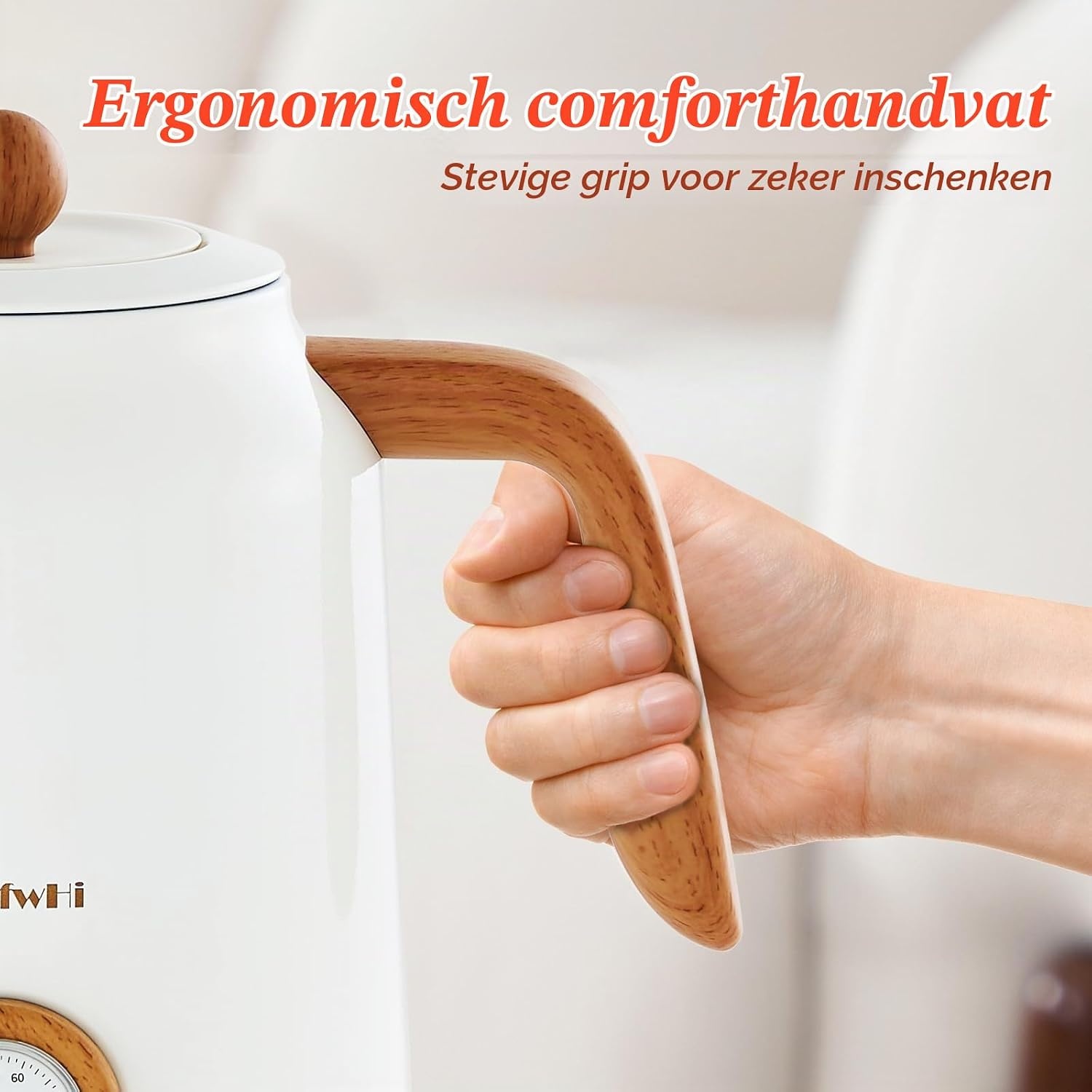 DmofwHi Retro Waterkoker 1.7 L met Temperatuurmeter - Wit