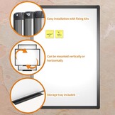 VIZ-PRO Magnetisch whiteboard, droog afwisbaar, 90 x 60 cm, A1, droog afwisbaar whiteboard met zwart aluminium frame en penhouder
