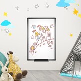 VIZ-PRO Magnetisch whiteboard, droog afwisbaar, 90 x 60 cm, A1, droog afwisbaar whiteboard met zwart aluminium frame en penhouder