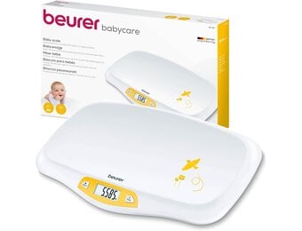 Beurer BY 80 Babyweegschaal met LCD Scherm, tot 20 kg, Gemakkelijk Schoon te Vegen, 550 x 310 x 53 mm, Wit/Geel