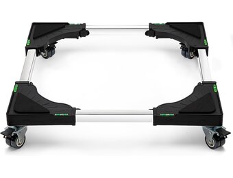 Waswagen met 4 vergrendelbare zwenkwielen, sokkel voor wasmachine, trillingsbescherming, verstelbaar van 40-60 cm, maximale capaciteit 200 kg, wasmachine, droger, koelkast, zwart