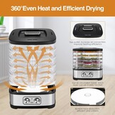 YASHE GGJ-261A Voedseldroger met 5 in hoogte verstelbare tablets, temperatuurregeling van 35-70 °C, 240 watt droogapparaat voor groenten en fruit, BPA-vrij