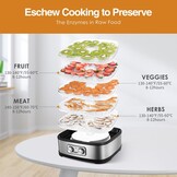 YASHE GGJ-261A Voedseldroger met 5 in hoogte verstelbare tablets, temperatuurregeling van 35-70 °C, 240 watt droogapparaat voor groenten en fruit, BPA-vrij