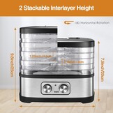 YASHE GGJ-261A Voedseldroger met 5 in hoogte verstelbare tablets, temperatuurregeling van 35-70 °C, 240 watt droogapparaat voor groenten en fruit, BPA-vrij