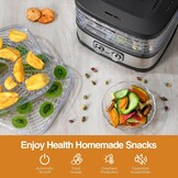 YASHE GGJ-261A Voedseldroger met 5 in hoogte verstelbare tablets, temperatuurregeling van 35-70 °C, 240 watt droogapparaat voor groenten en fruit, BPA-vrij