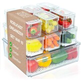 Moritz & Moritz Set van 10 koelkastorganizers met deksel, stapelbare koelkastdozen, transparant, robuust, opbergdozen voor keuken, voorraadkast, lade