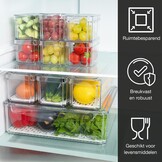 Moritz & Moritz Set van 10 koelkastorganizers met deksel, stapelbare koelkastdozen, transparant, robuust, opbergdozen voor keuken, voorraadkast, lade