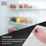 Moritz & Moritz Set van 10 koelkastorganizers met deksel, stapelbare koelkastdozen, transparant, robuust, opbergdozen voor keuken, voorraadkast, lade