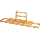alpina Verstelbare Badplank - Badrek 50-92 x 18 x 4 cm - Bad Plank Bamboe met Boekensteun en Tablethouder - Incl. Bekerhouders - Badrekje voor Bad - Badkamer Accessoires