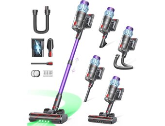Accustofzuiger 600 W/50 kPa/65 min, draadloze stofzuiger met 1 m slang, aromatherapie, wandlaadstation, stofreservoir-schraper (1,5 l), automatische modus, voor dierenharen, tapijten, harde