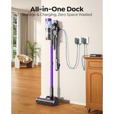 Accustofzuiger 600 W/50 kPa/65 min, draadloze stofzuiger met 1 m slang, aromatherapie, wandlaadstation, stofreservoir-schraper (1,5 l), automatische modus, voor dierenharen, tapijten, harde