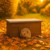 Relaxdays Egelhuis, bouwpakket, egelhuis met bodem, bruin