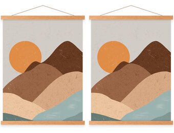 Ywlake Fotolijst A1, posterlijst 60 x 45 cm, 60 x 60 cm, magnetisch, natuurlijk hout, voor posters, magnetische lijst, hanglijst, posterlijst (61 cm, teak, 2 verpakkingen)