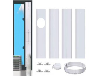 Raamafdichting airconditioningplaat voor mobiele airconditioners, 4 stuks raamairconditioning, afdichtingsset, raamdoorvoer airconditioning, voor airconditioning, afvoerslang 150 mm voor schuiframen