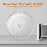 Magnetronbord, glas, 24,5 cm, magnetronbord, draaiplateau, glazen bord, magnetronaccessoires, reservedraaiplateau met 3 bevestigingen voor magnetron met ronde standaard