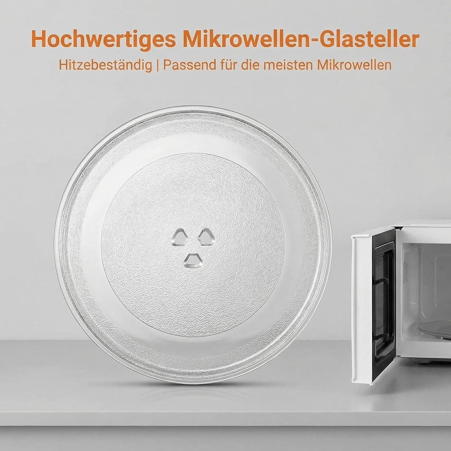Magnetronbord, glas, 24,5 cm, magnetronbord, draaiplateau, glazen bord, magnetronaccessoires, reservedraaiplateau met 3 bevestigingen voor magnetron met ronde standaard